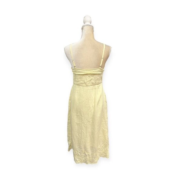 Aritzia Wilfred La Boheme Yellow Eyelet Midi Dress Size 4 Button Front - Picture 3 of 8
